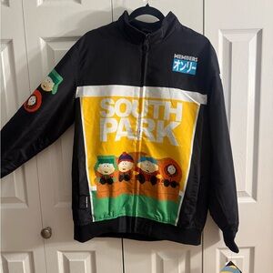 Members Only Black South Park Windbreaker with Yellow & Green Panel